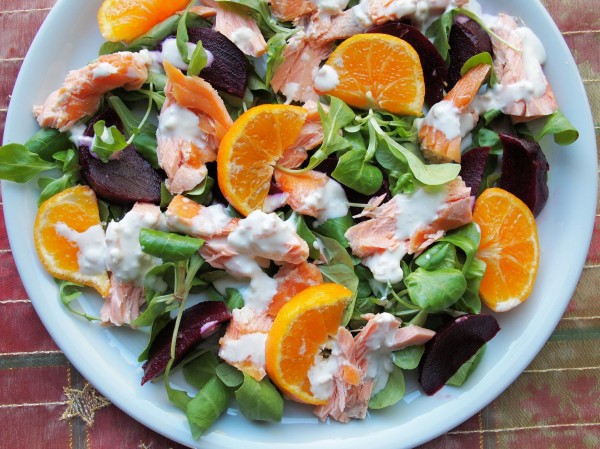 Festive Fish on Friday: Clementine and Honey Roast Salmon Salad with Wasabi Dressing Recipe