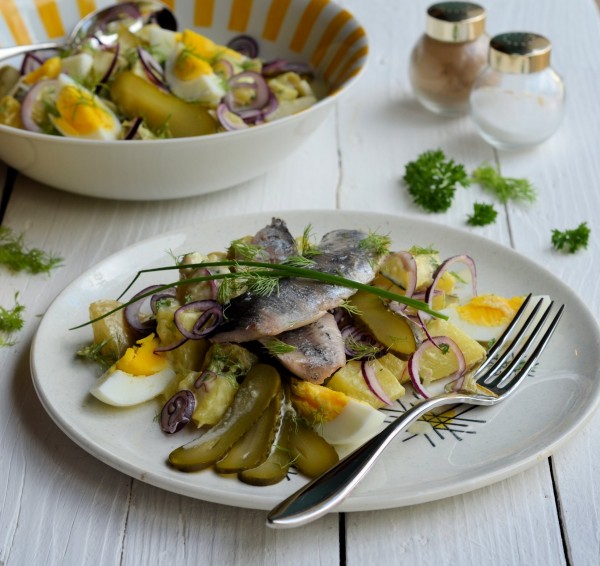 http://www.lavenderandlovage.com/2013/04/scandi-friday-with-hot-pickled-herrings-and-a-dill-pickle-potato-salad-recipe.html