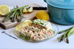 Hot Smoked Salmon and Asparagus Terrine for the Le Creuset Cast Iron Challenge