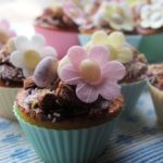 Tea Time Treats for the Easter Tea Table – Little Easter Egg & Daisy Cakes with Chocolate Cheese Cake Frosting