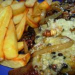 Ladies in Beef! British Beef Week, St George’s Day & Pub Style Peppered Stilton Steaks With Charred Onions and Chips