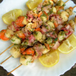 Fish on Friday and a Wet Barbecue Weather Recipe! Herb Marinated BBQ Scallop & Bacon Skewers (Kebabs)