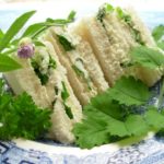 Summer Solstice Sandwiches – Cheese and Tomato with Salad Cream and Herb Garden Tea Sandwiches with Cream Cheese