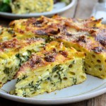 A Vegetarian Light Lunch: Three Cheese and Swiss Chard Pasta Bake Cake