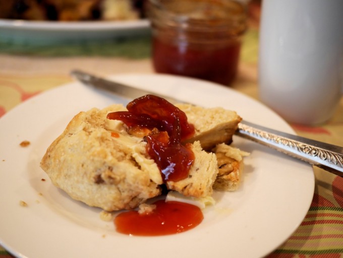 Maple Walnut Scones with "Dracula" Plum Jam