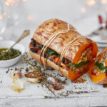 Vegan Christmas Stuffed Roasted Squash with Pesto