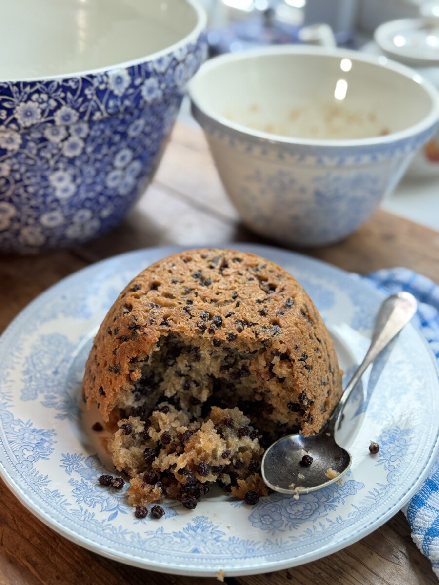 Traditional spotted dick pudding