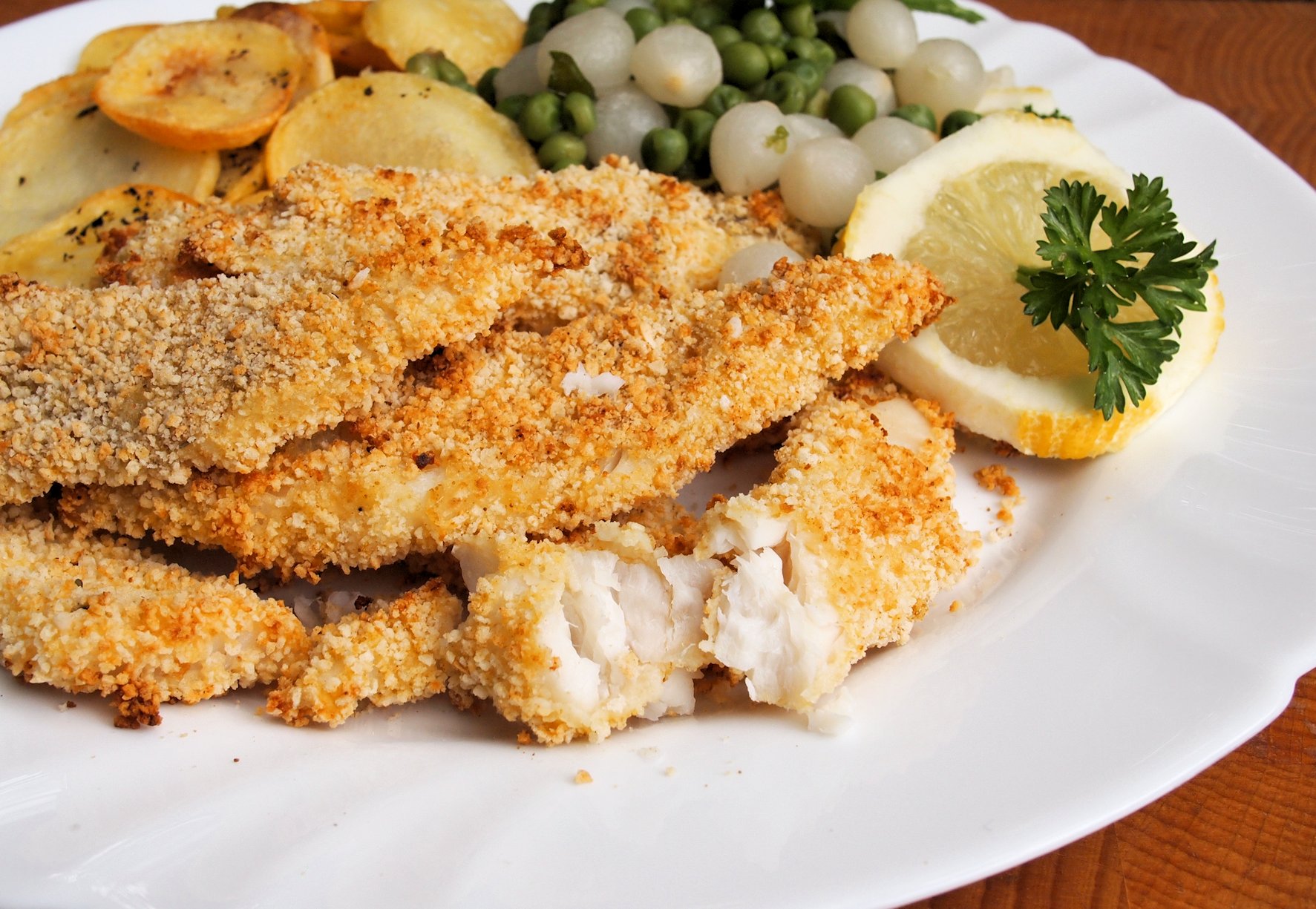 LowCalorie Haddock Goujons with Garlic Panko Crumb Lavender and Lovage