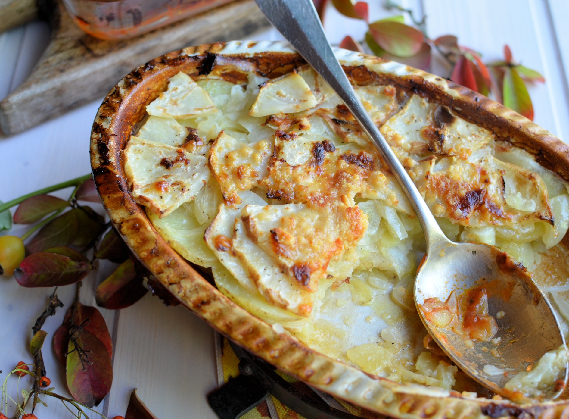 Potato and Celeriac Gratin (2) Lavender and Lovage